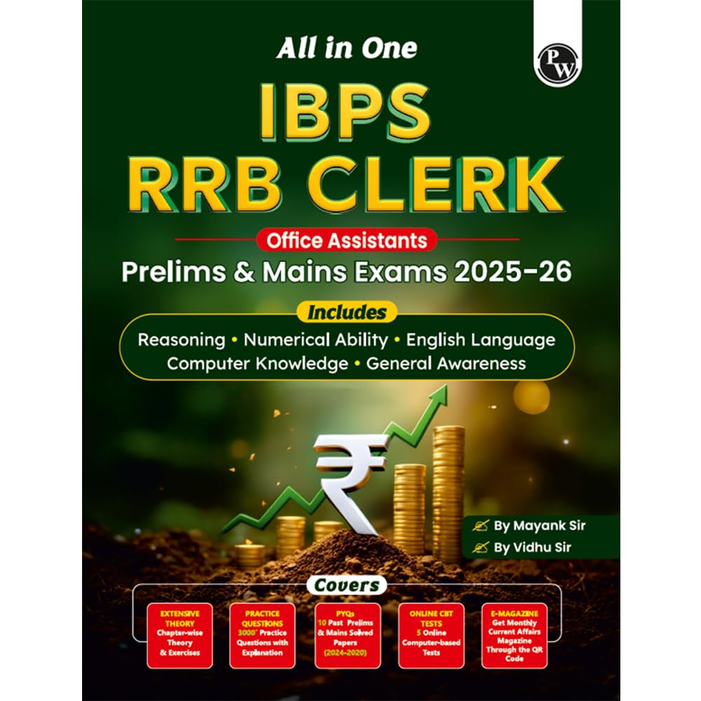 PW All in One IBPS RRB Clerk Prelims & Mains Exams 202526 By Mayank Sir & Vidhu Sir | Chapterwise Theory, Practice Questions | 