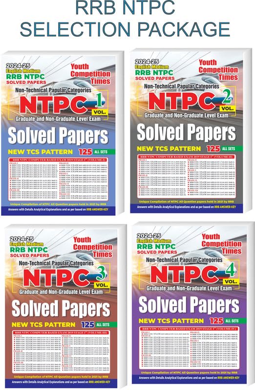 YCT RRB NTPC SLECTION PACKAGE |SOLVED PAPERS |Graduate & NonGraduate level Exam |NEW TCS PATTERN 202425 | [PACK OF 4 BOOKS]