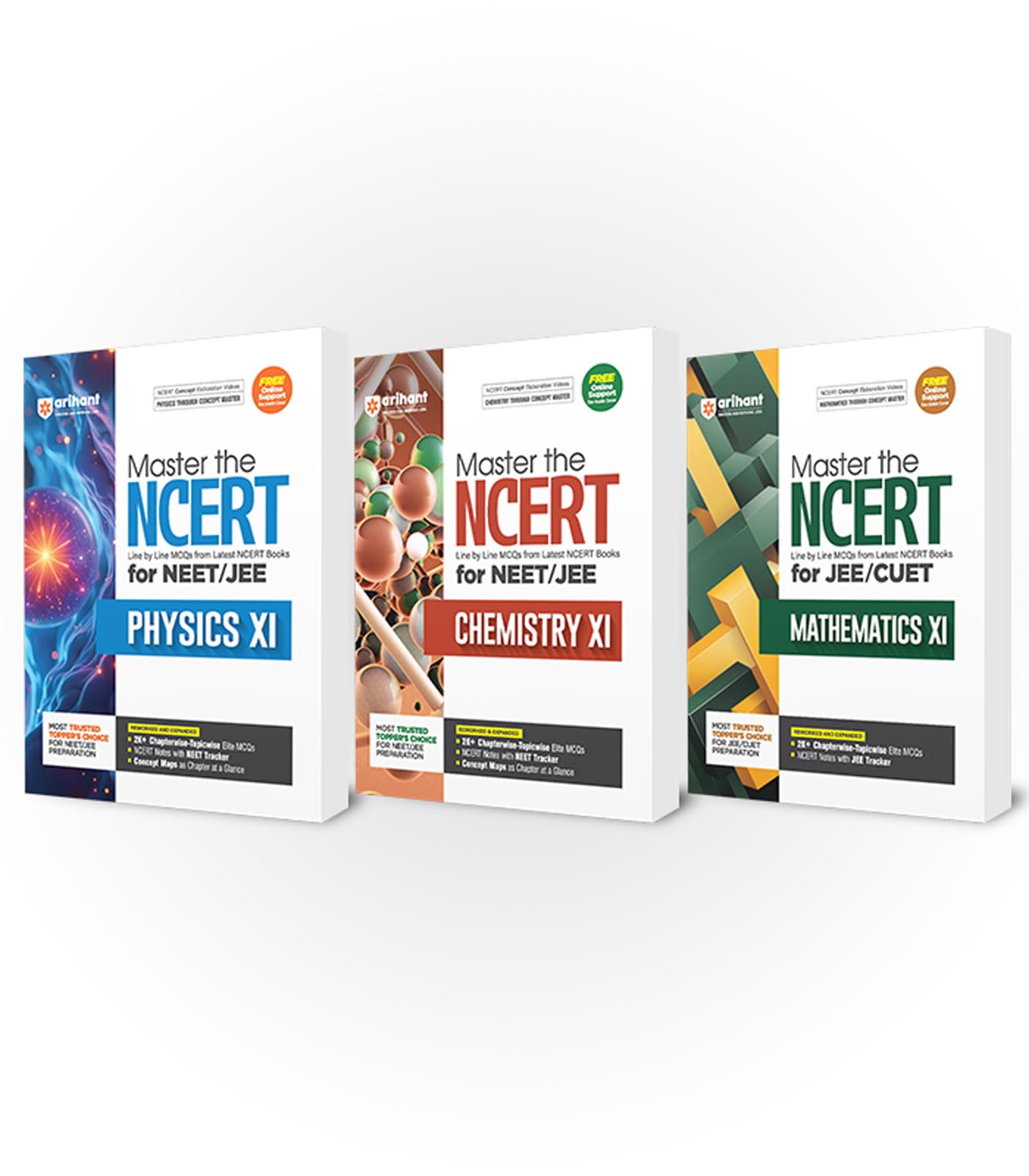 Arihant Master the NCERT Mathematics,Physics ,Chemistry Class 11 for JEE/CUET 2026 (Set fo 3) | Line by Line MCQs from Latest NC