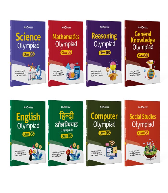 Bloom CAP Olympiad Science, Social Studies, Mathematics, Reasoning, English, General Knowledge, Hindi, Computer Class 8 (Set of 
