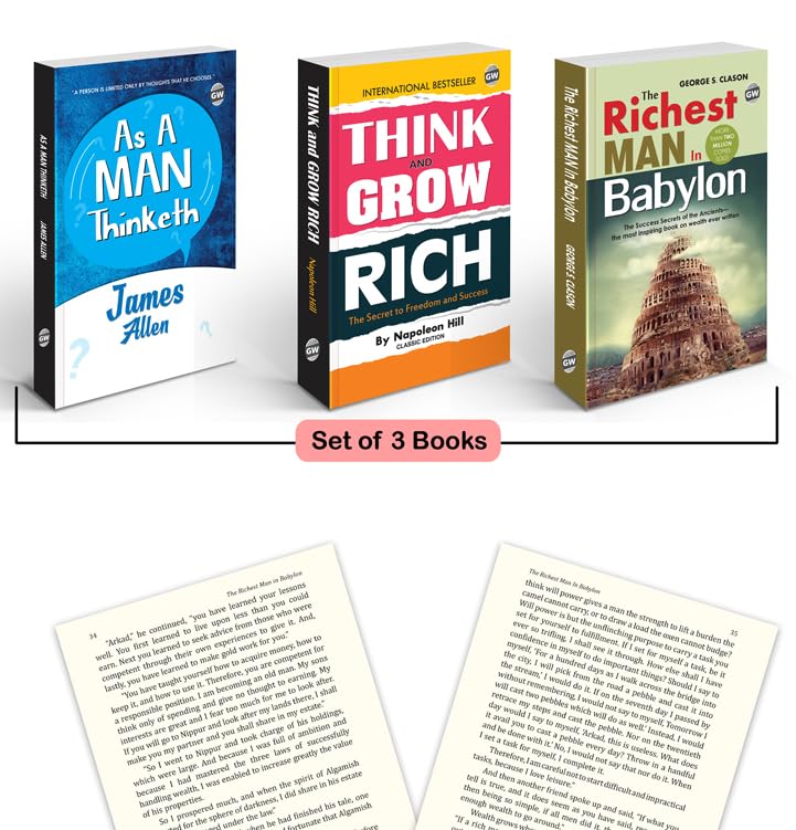 Think & Grow Rich, The Richest Man in Babylon and As A Man Thinketh : Classic English Novels, Confidence building book, Educatio