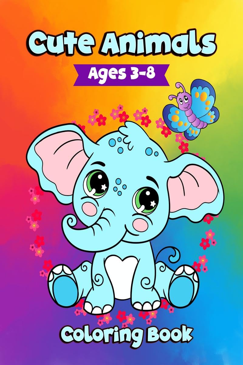 Cute Animals Coloring Book : 100 scenes from the lives of cute animals and birds on land and in water, suitable for girls and bo