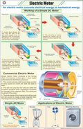 Stp28 | Teachingnest | Electric Motor Chart (58X90 Cm) | English | Physics Charts | With Rollers [Wall Chart] Charts On Physics 