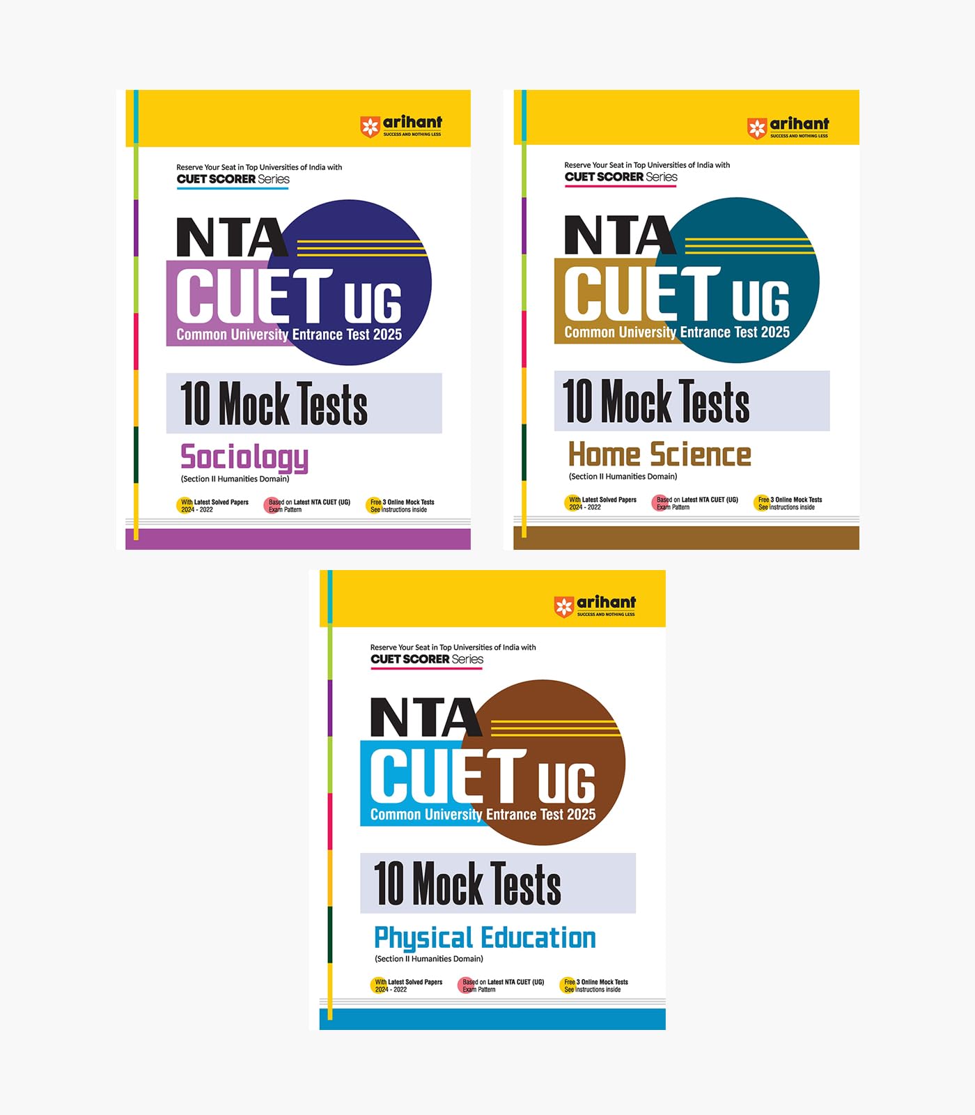 Arihant NTA CUET UG 10 Mock Test For Section 2 Humanities Domain Sociology, Home Science & Physical Education Exam Book For CUET