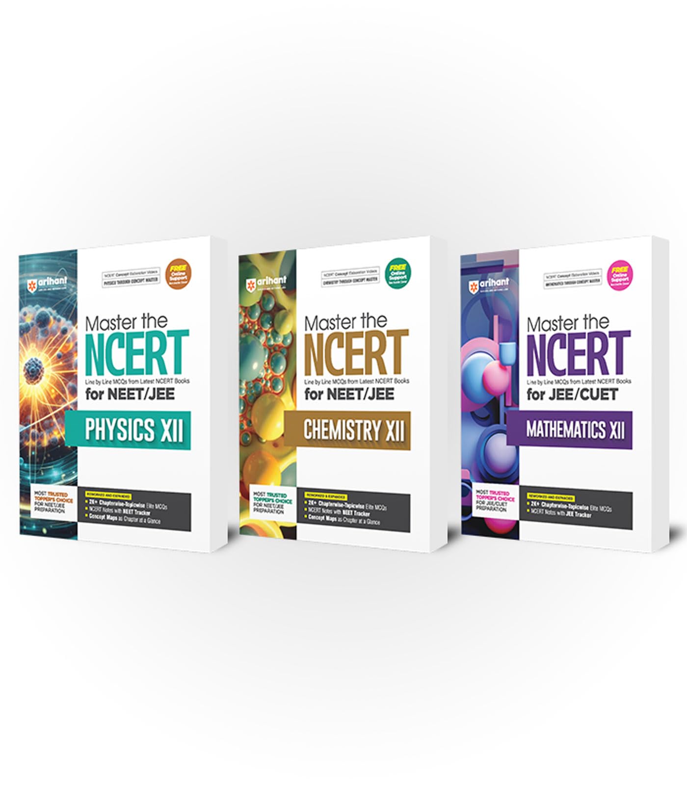Arihant Master the NCERT Mathematics,Physics ,Chemistry Class 12 for JEE/CUET 2026 (Set fo 3) | Line by Line MCQs from Latest NC