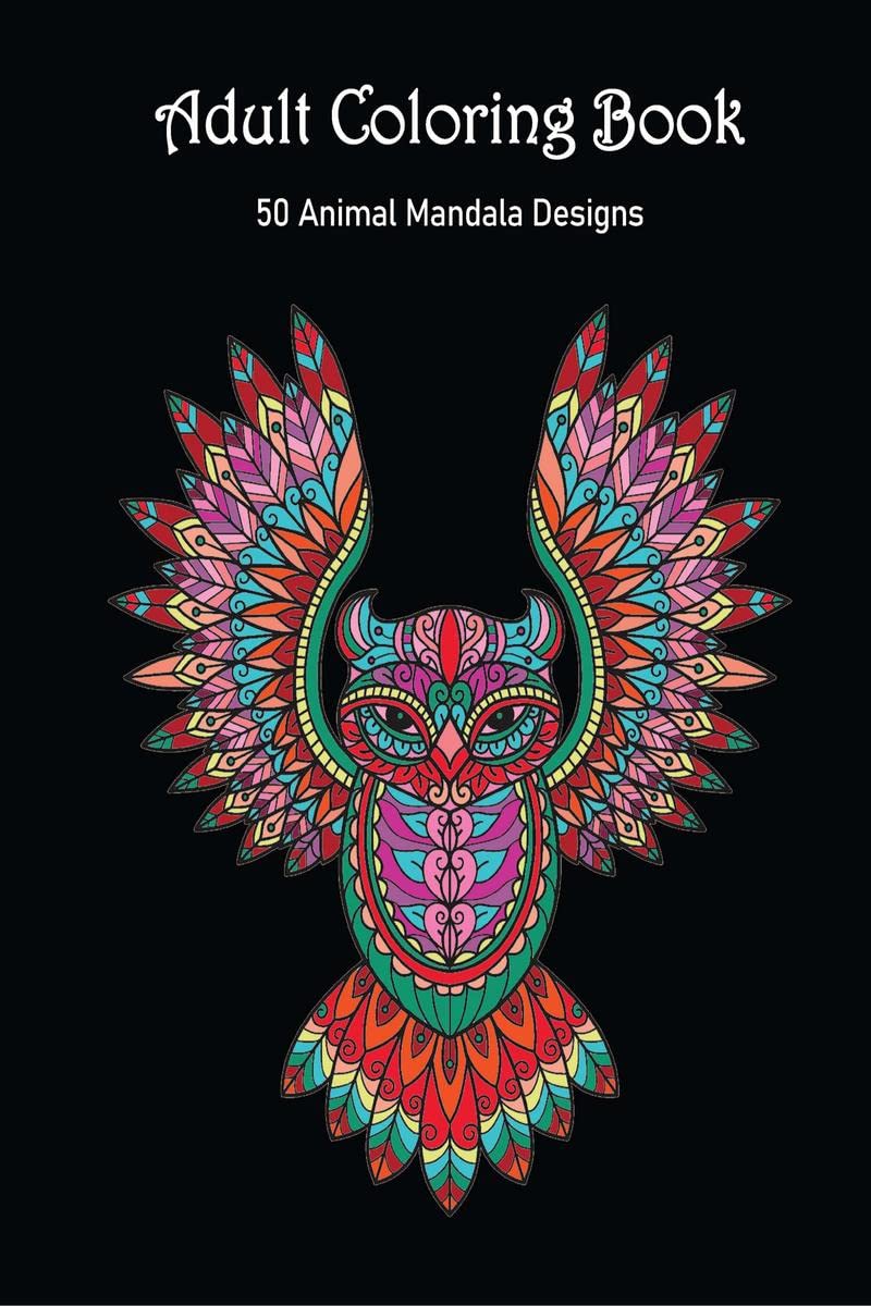 Adult Coloring Book: 50 Animal Mandala Designs