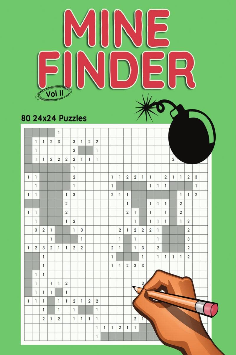 Mine Finder 24x24, Vol II : 80 24x24 Puzzles to Solve, Great for Kids, Teens, Adults & Seniors, Logic Brain Games, Stress Relief