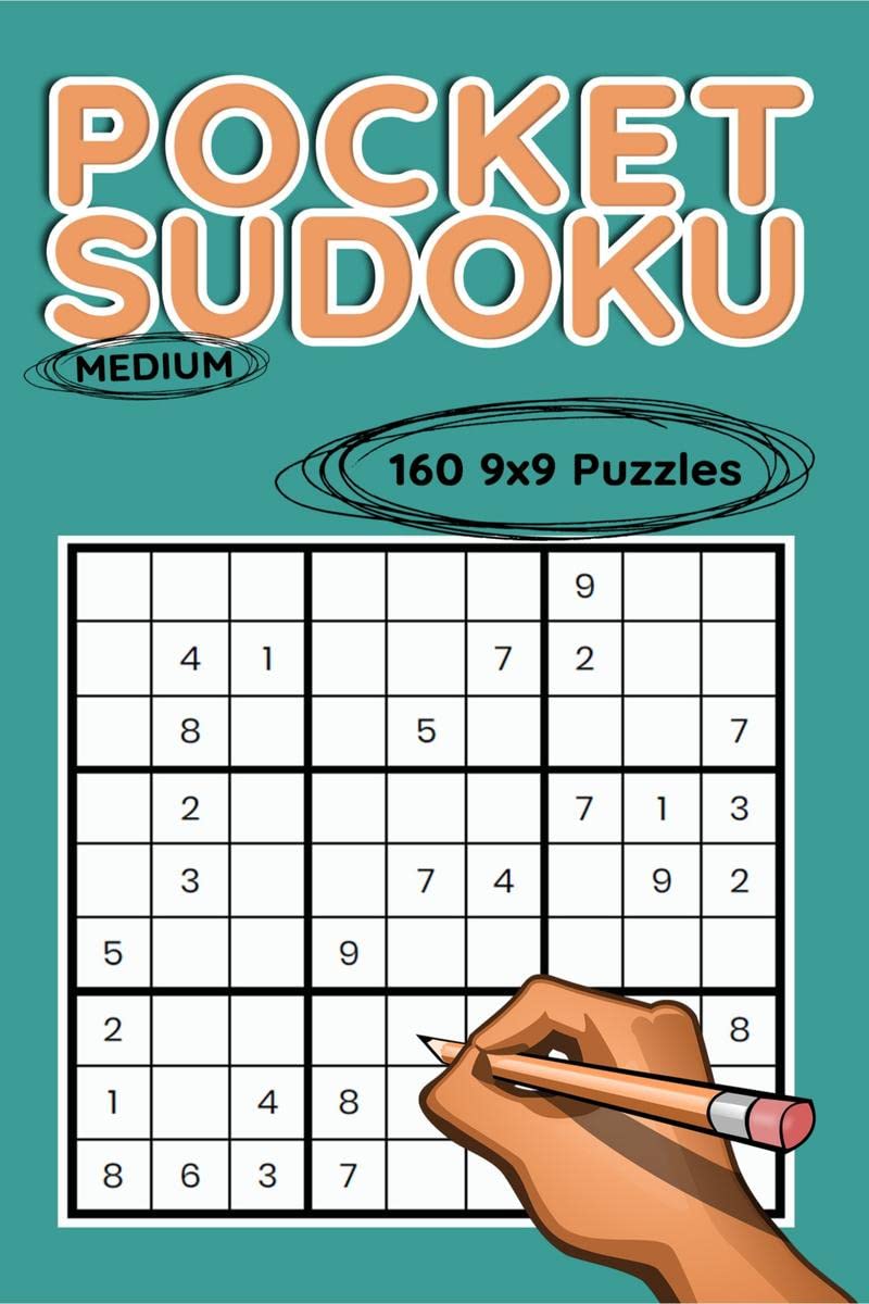 Pocket Sudoku, 9x9 Medium Puzzles : 160 9x9 Medium Puzzles to Solve, Great for Adults and Seniors, Logic Brain Games, Stress Rel