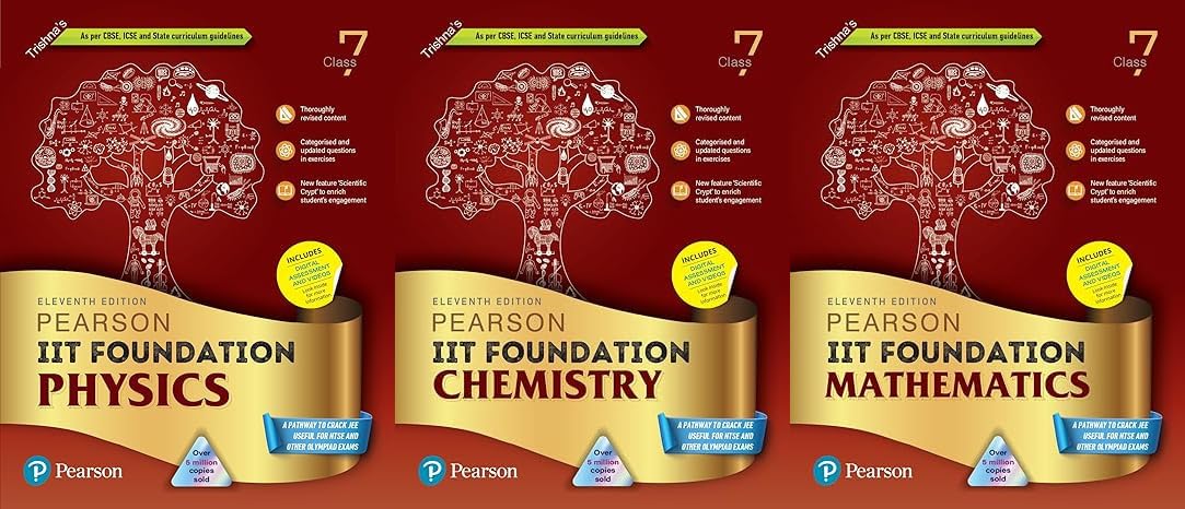 Combo Pearson Iit Foundation Pcm Class 7, Set Of 3 Books Revised As Per Cbse And Ncert Curriculum Guidelines With Includes Activ