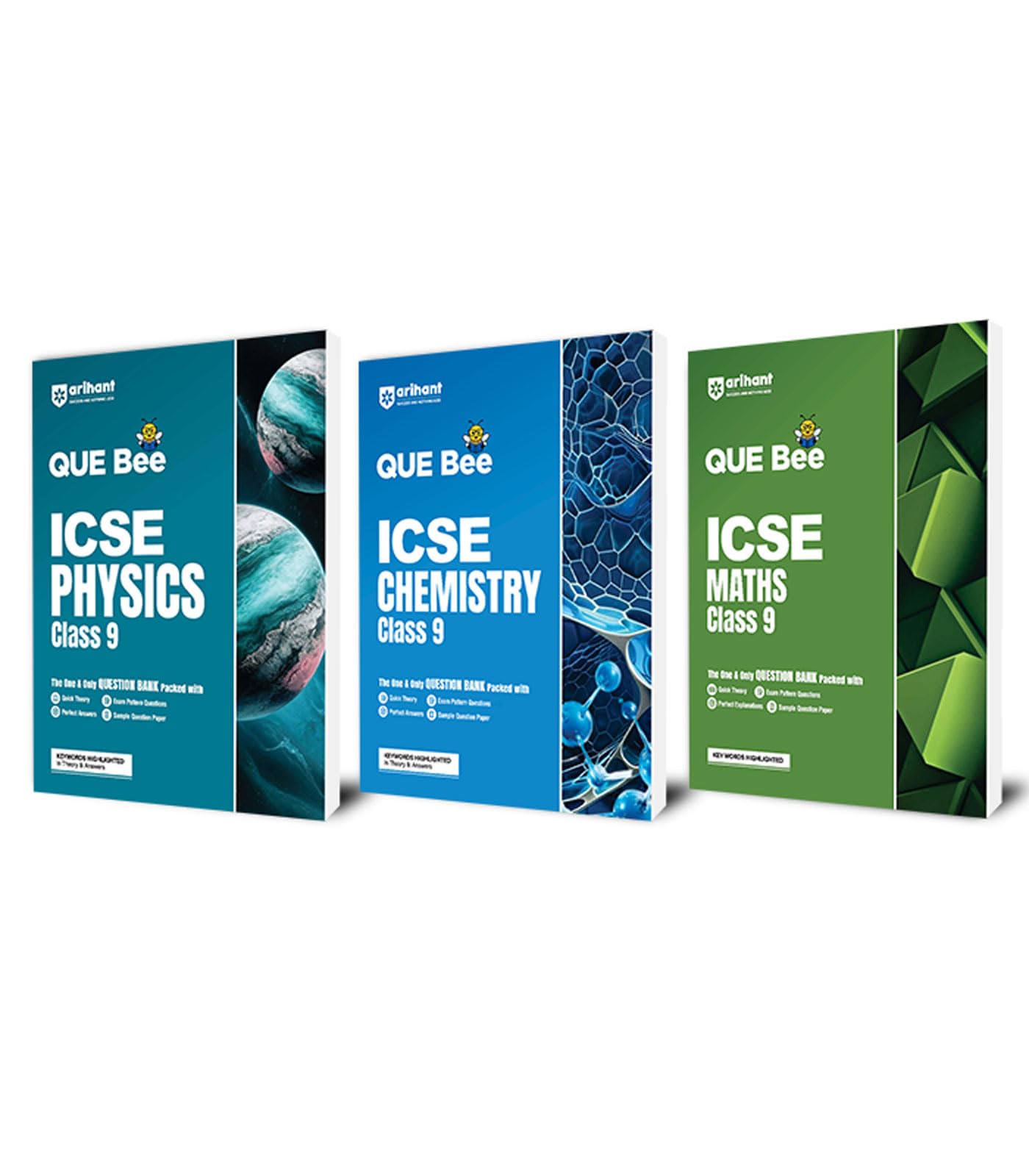 Arihant QUE Bee ICSE Maths,physics, chemistry Class 9 Exam 2026 | Quick Theory, Exam Pattern Questions and Sample Question Paper
