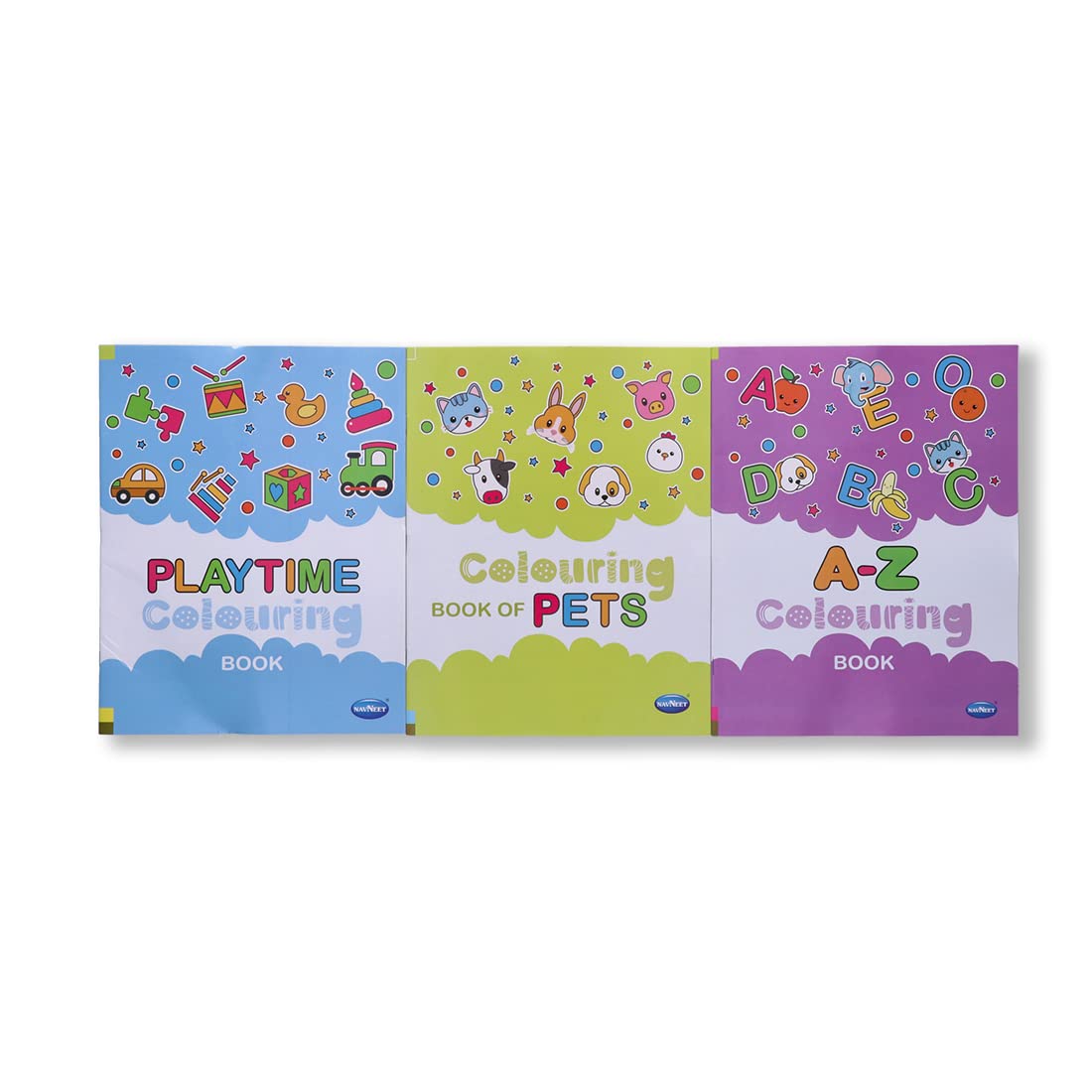 Navneet Colouring Book Series For Kids , Theme Based Series Set Of 3 Books  Colouring Book Play Time , Pets, AZ Colouring Boo