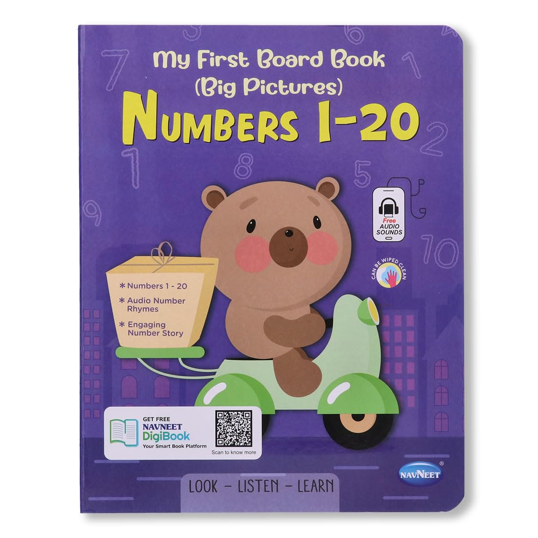 Navneet First Numbers 120 Picture Book (Big Pictures) :Picture Board Book With Audio Letter And Rhymes