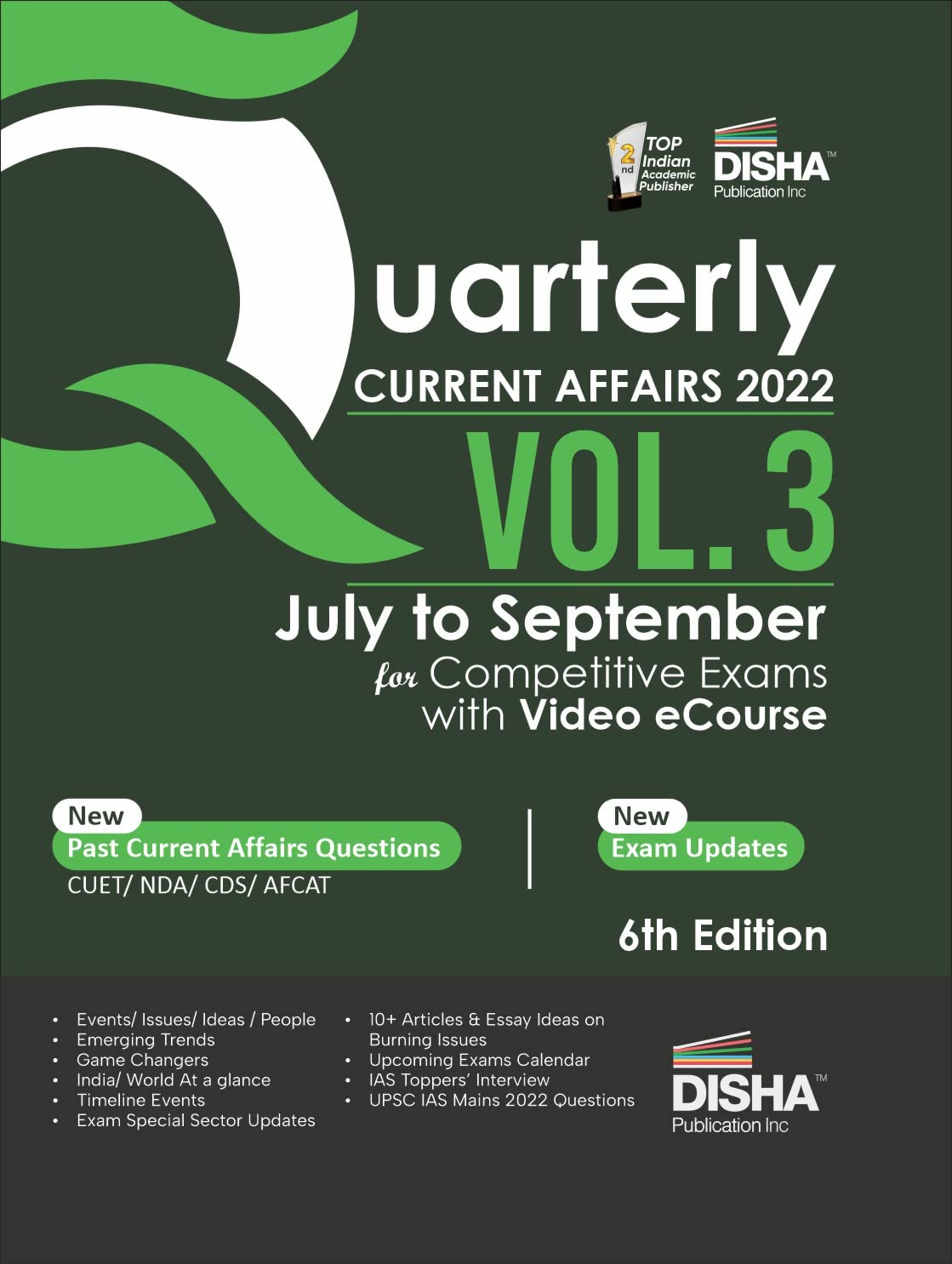 Quarterly Current Affairs 2022 Vol. 3 July To September For Competitive Exams With Video Ecourse 6Th Edition Latest Updates / Cl