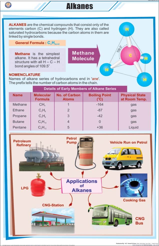 Stc20 | Teachingnest | Alkanes Chart (58X90 Cm) | English | Chemistry Charts | With Rollers [Wall Chart] Teachingnest And Charts