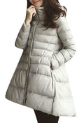 Yayun Womens Adult Snowsuit  Gray, Solid, Loose Fit, Long Sleeve, Stand Collar, Down Lining, Zipper Closure, US Medium to 3XLa