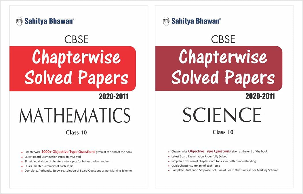 Sahitya Bhawan Cbse chapter wise solved paper class 10 combo pack Mathematics & Science book (question bank of last 10 years sol