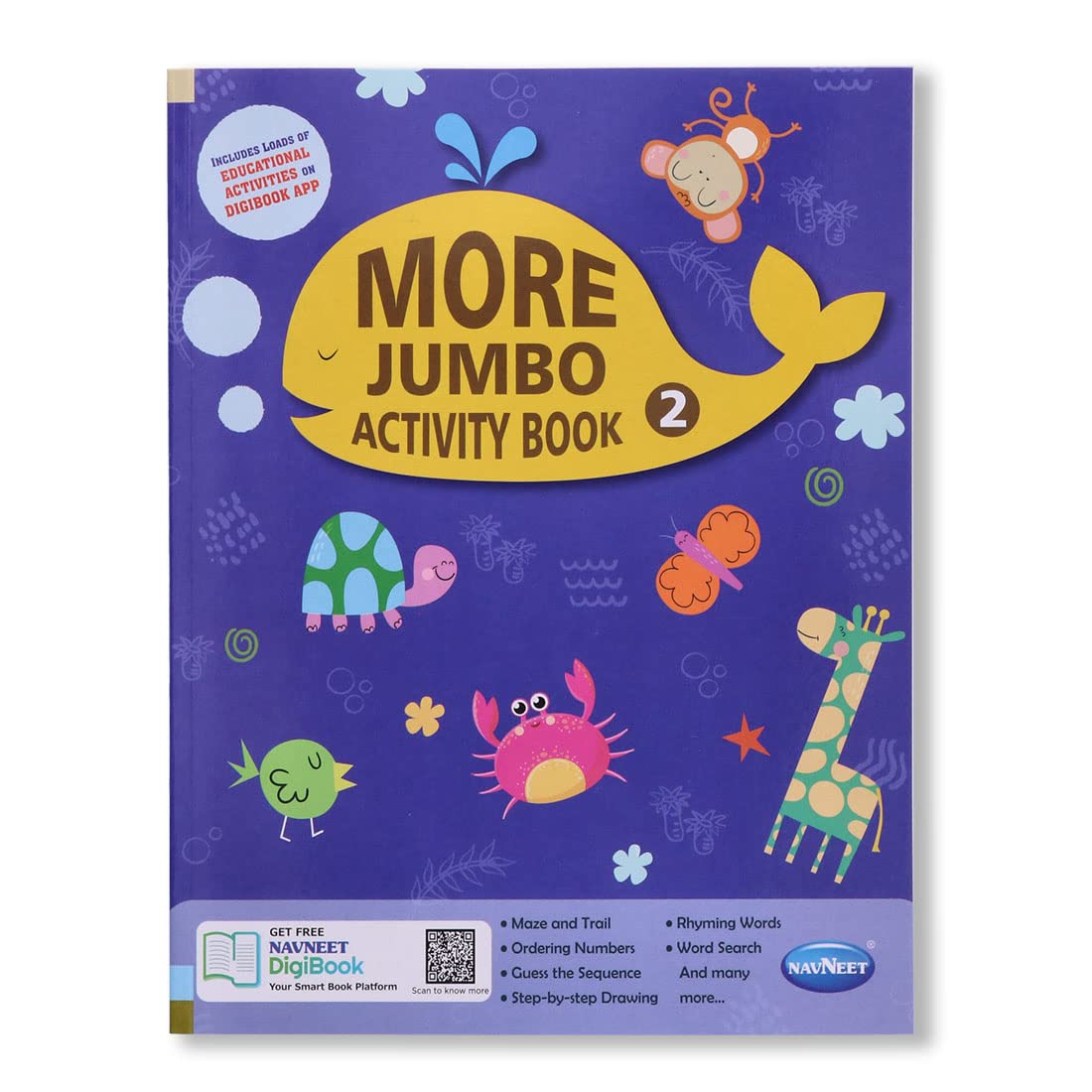 Navneet More Jumbo Activity Book 2 Fun Activities For Kids Maze And Trail, Rhyming Words, Ordering Numbers, Word Search, Guess