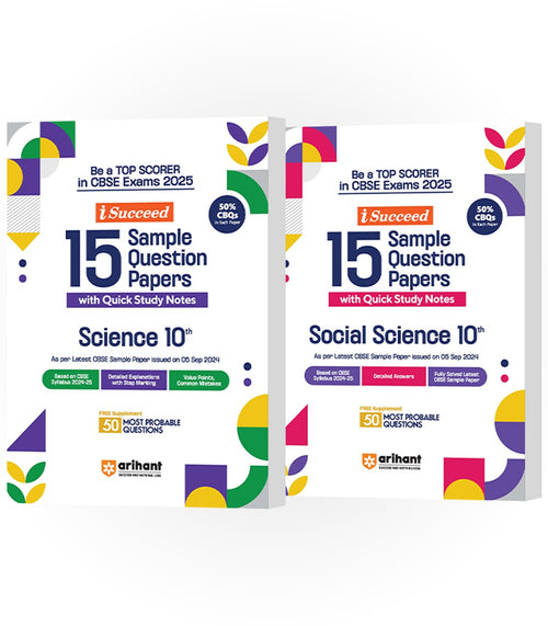 (Old Edition) Arihant ISucceed CBSE Sample Paper Class 10th (20242025) Science & Social Science | Combo Set of 2 Books for Exa