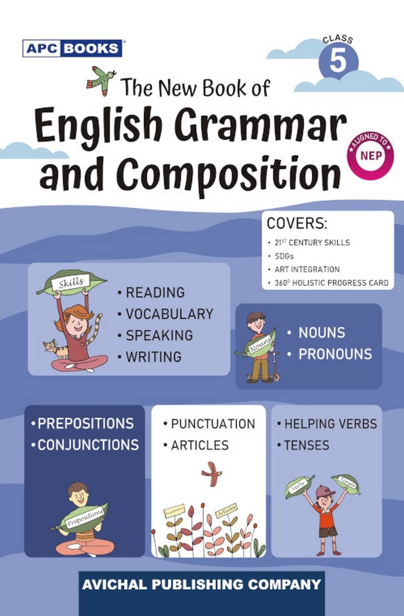 The New Book Of English Grammar And Composition Class 5  By Mukul Jha Meeta Rai, Kamaljeet Yadav, Dolly Dhawan (202425 Examina