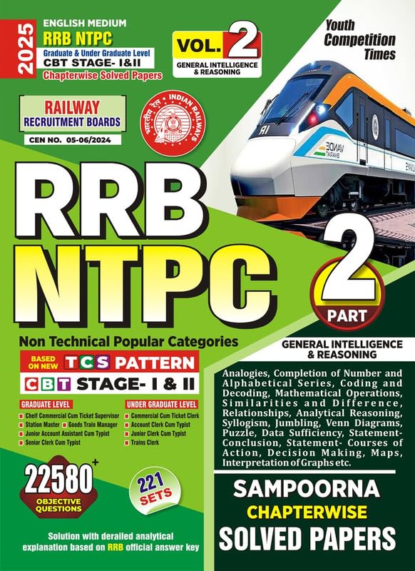 RRB NTPC CBT StageI & II Sampoorna Chapterwise Solved Papers (22580) 221 Sets (English Medium) 2025