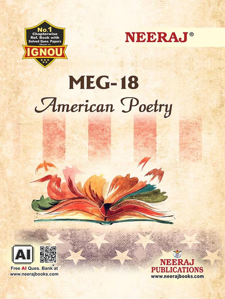 NEERAJ MEG18 American Poetry English Medium  For MA Course IGNOU  Chapter Wise Help Book / Guide including Many Solved Sampl