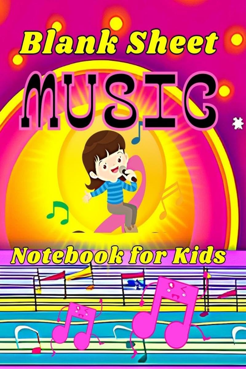 Blank Sheet Music Notebook for Kids : Wonderful Music Writing for Kids and Beginners /Manuscript Paper Wide Staff (12 Staves Per