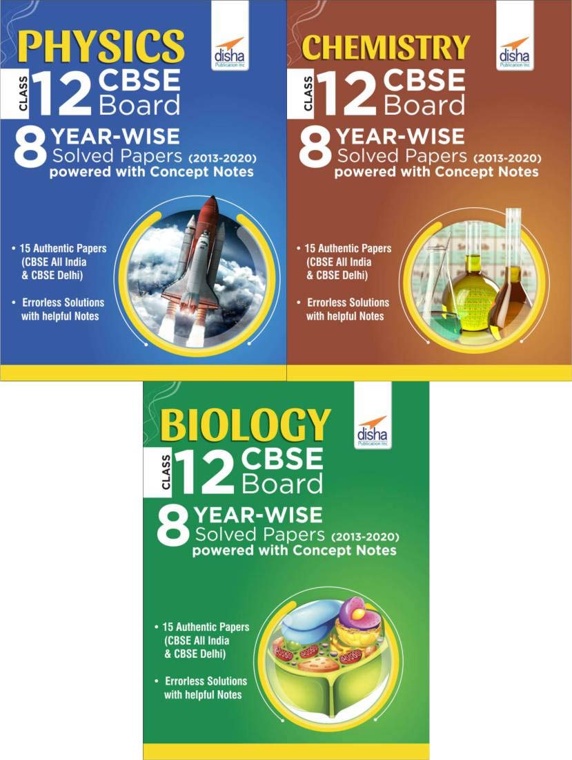 Physics, Chemistry & Biology Class 12 Cbse Board 8 YearWise (2013  2020) Solved Papers Powered With Concept Notes