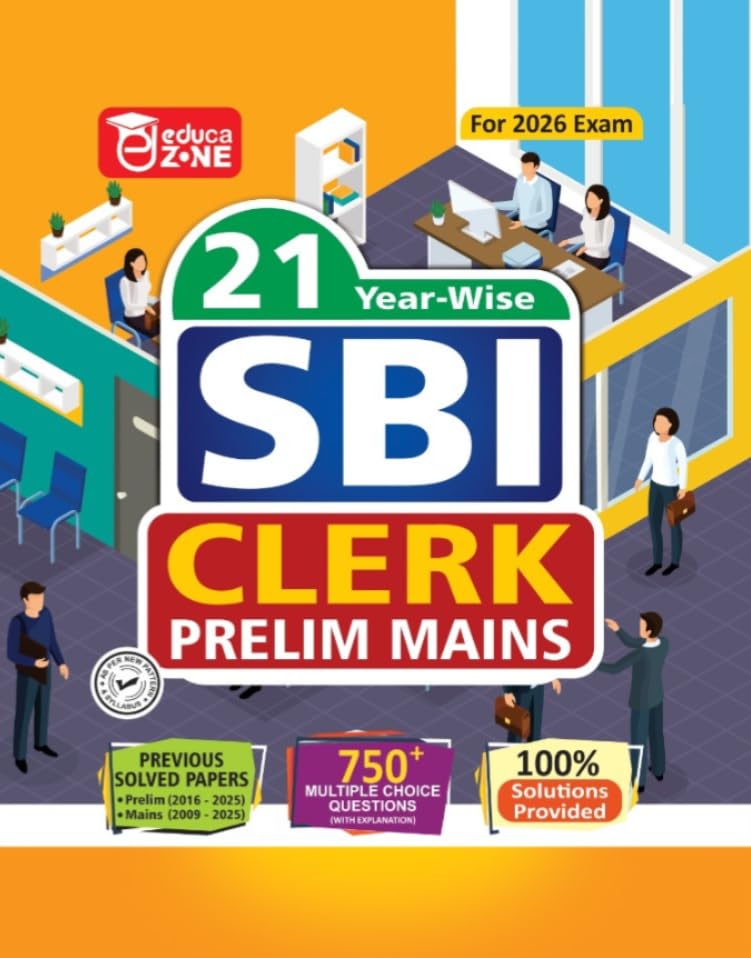 EDUCAZONE SBI Clerk Prelim Mains Solved Papers Book For 2026 Exam