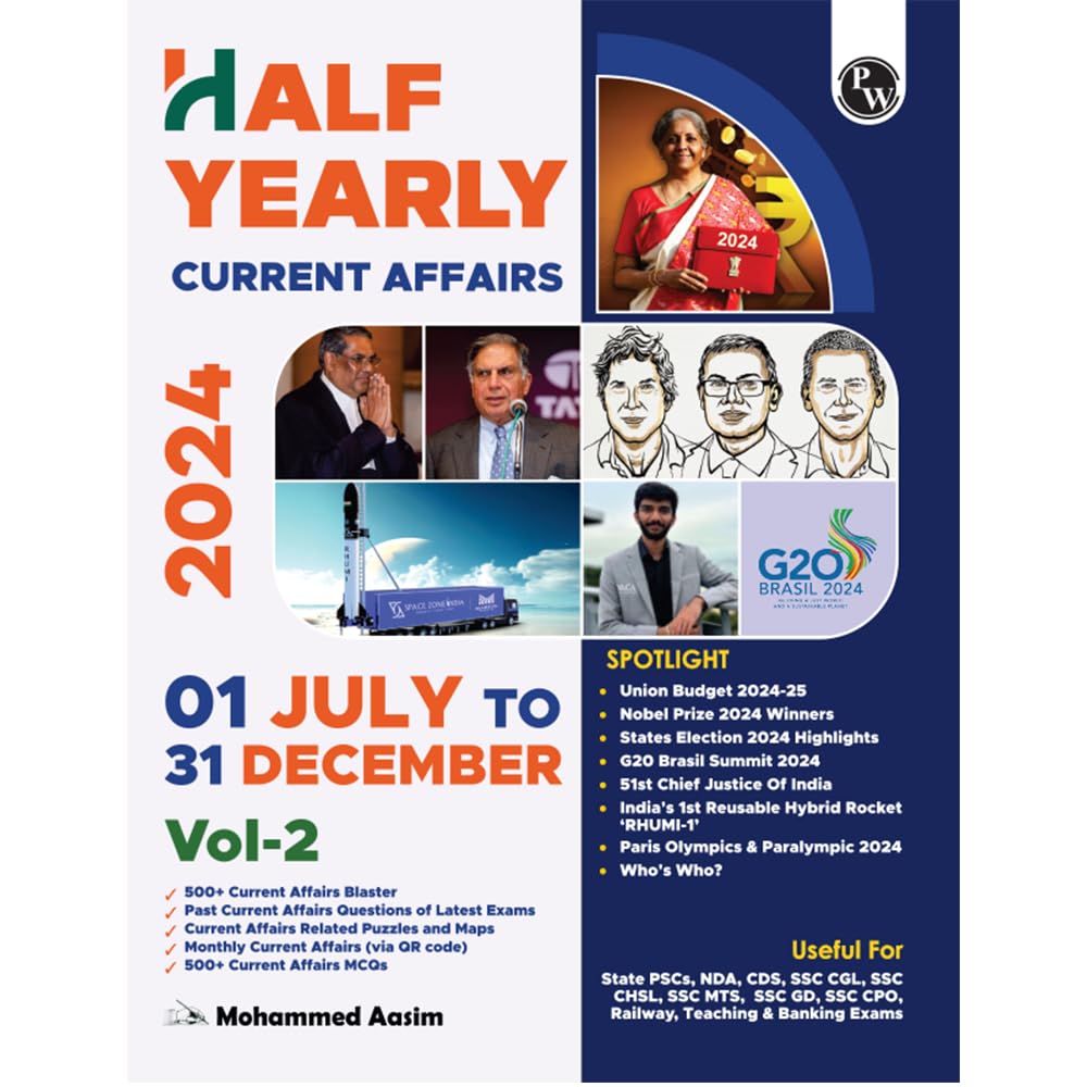 PW Half Yearly Current Affairs Magazine Vol 2 July to December 2024 English Edition By Mohammed Aasim Sir | For SSC, Banking, Te