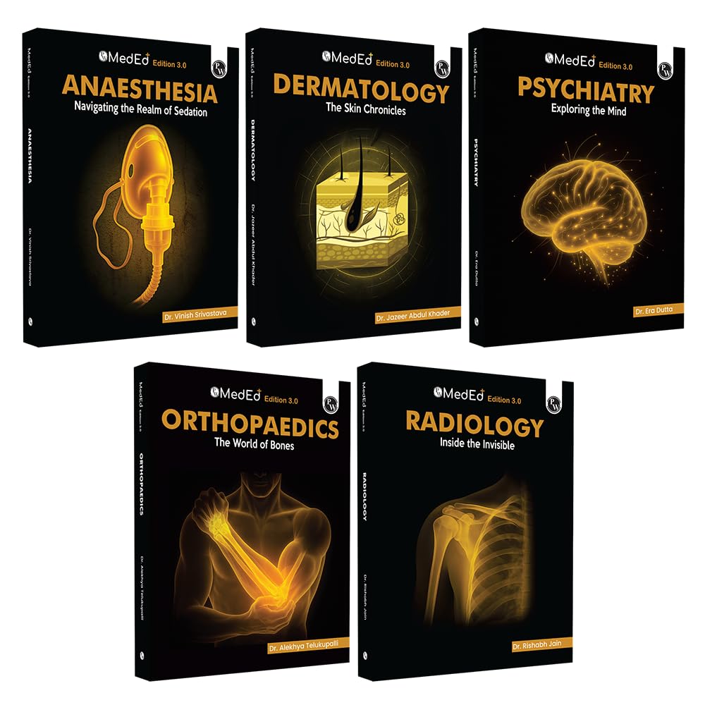 PW MedEd 3.0 MBBS 4th Prof Year Minor Notes l Anaesthesia, Dermatology, Psychiatry, Orthopaedics, Radiology Combo Set of 5 Books