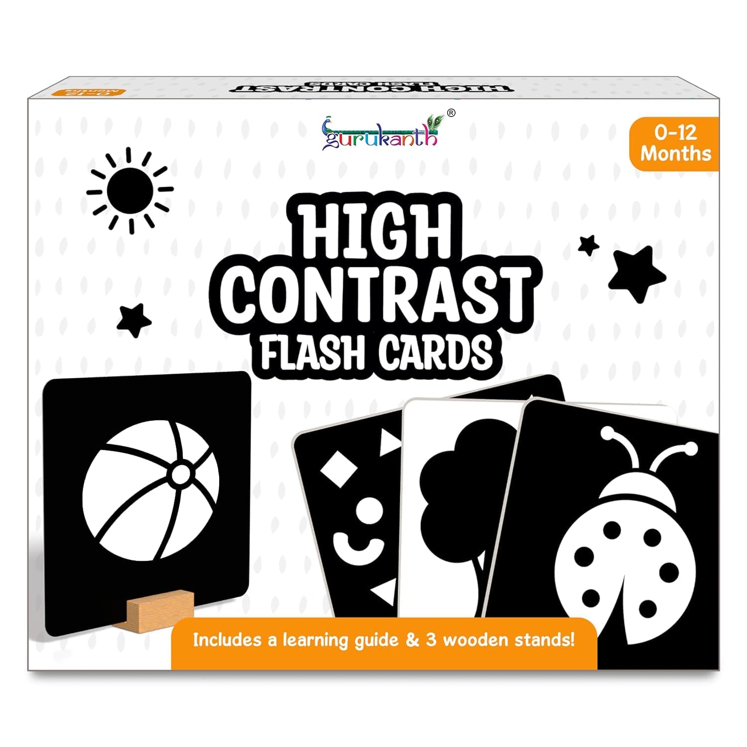 Gurukanth Premium Large Flash Cards For Babies & Infants  High Contrast, Newborn Visual Stimulation & Sensory Development For 0