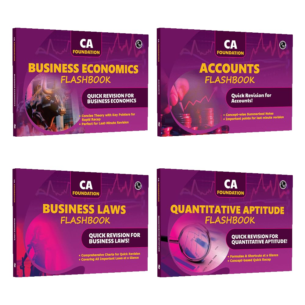 PW CA Foundation Flashbook  Business Economics, Quantitative Aptitude, Business Laws and Accounts Combo Set of 4 Books | Detail
