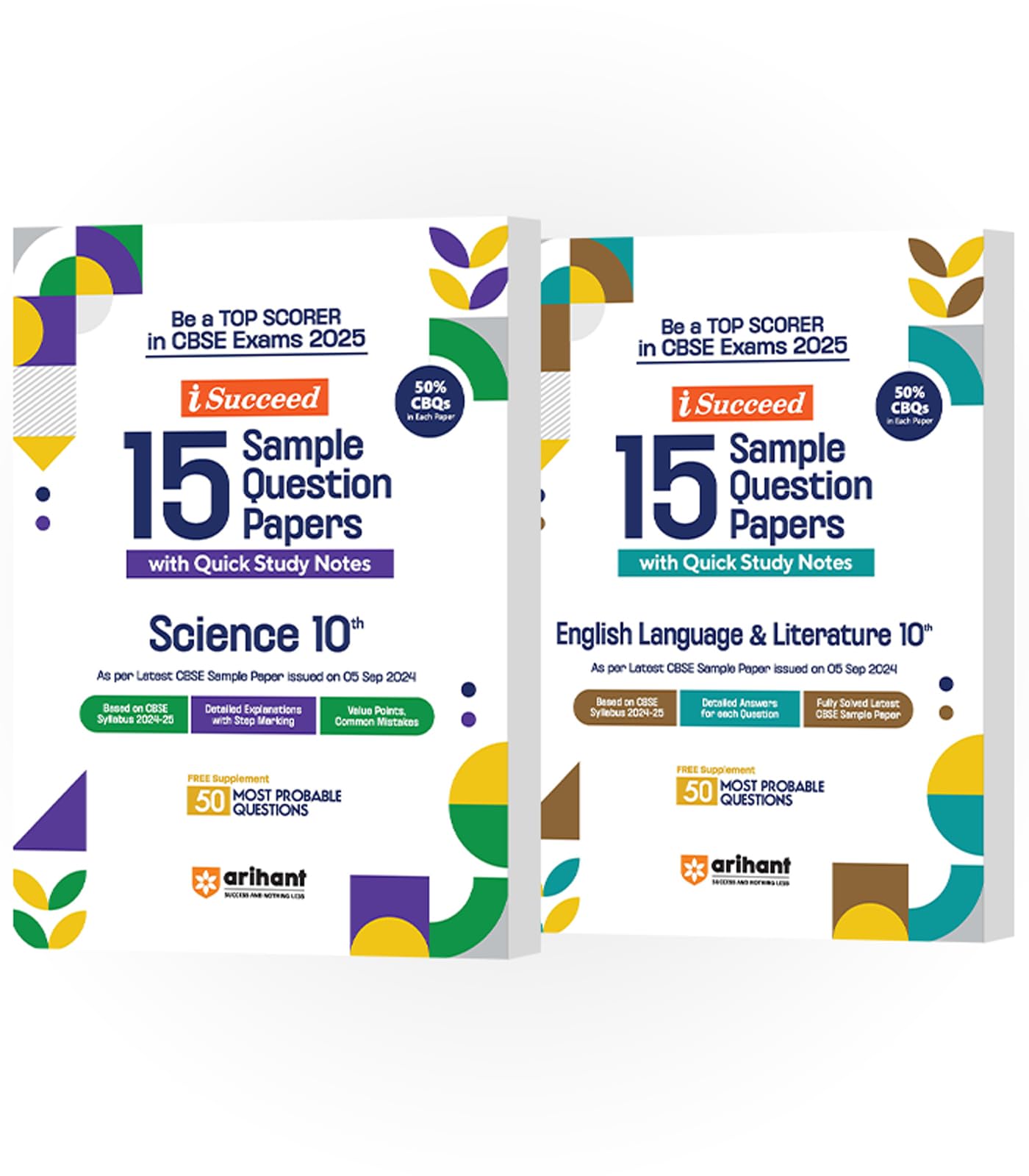 (Old Edition) Arihant ISucceed CBSE Sample Paper Class 10th (20242025) Science & English Language | Combo Set of 2 Books for E