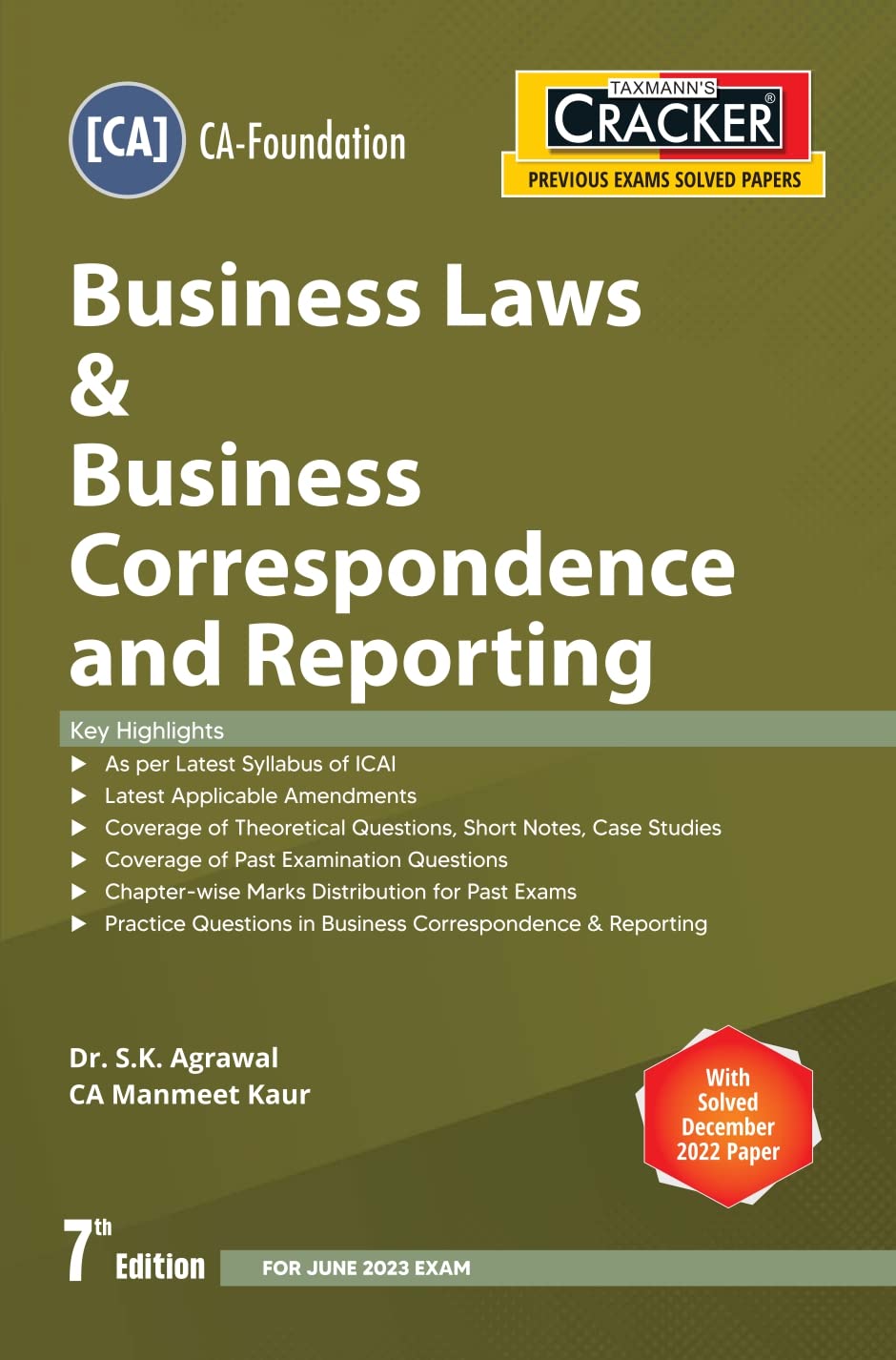 Taxmanns CRACKER for Business Laws & Business Correspondence and Reporting (Paper 2 | BLBCR)  Covering past exam questions & 