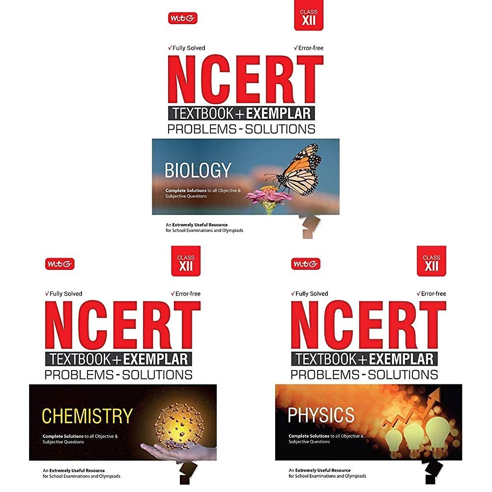 Ncert Text Book + Exemplar Problems  Solutions Fully Solved & Error Free For Class12 ( Physics + Chemistry + Biology ) Set Of 
