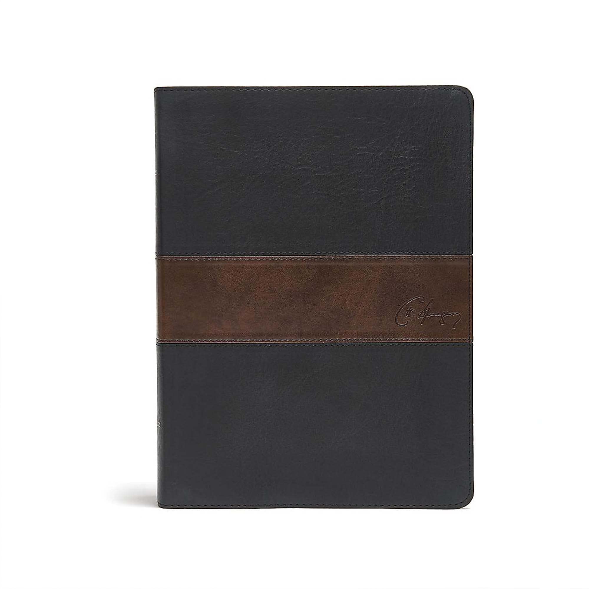 CSB Spurgeon Study Bible, Black/Brown LeatherTouch?, Black Letter, Study Notes, Quotes, Sermons Outlines, Ribbon Marker, Sewn Bi