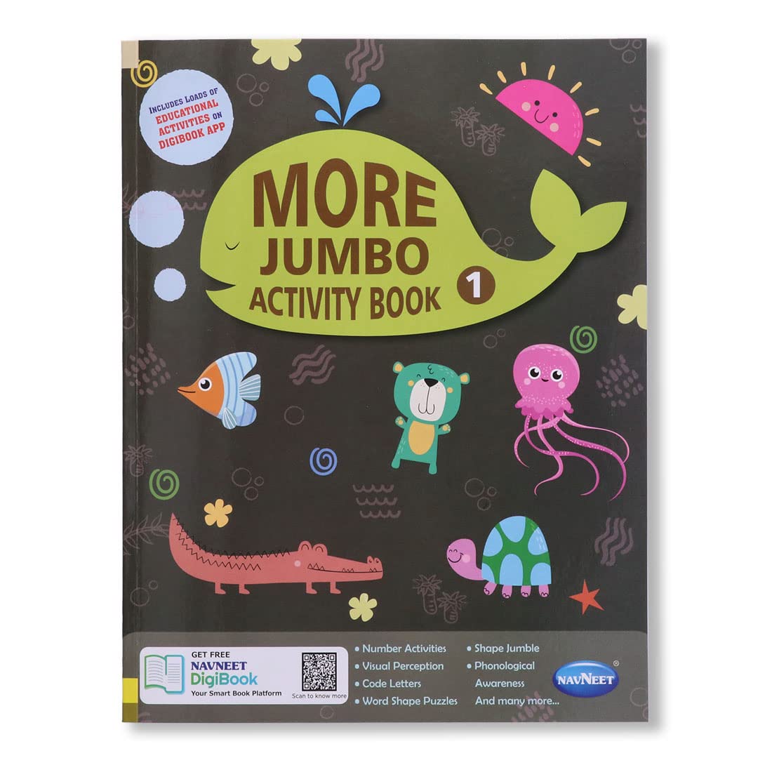 Navneet More Jumbo Activity Book 1 Fun Activities For Kids Visual Perception, Code Letters, Word Shape Puzzles, Shape Jumbo, P