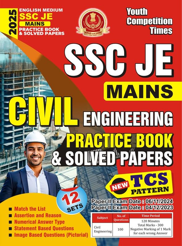 SSC JE Mains Practice Book & Solved Papers 12 Sets 2025 (English Medium)