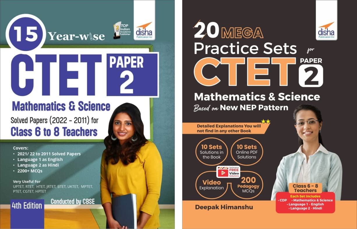 Combo Ctet Paper 2 Mathematics & Science  Past 15 YearWise Solved Papers & 20 Practice Sets