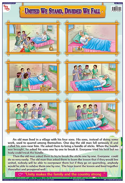 Tms14E | Teachingnest United We Stand; Divided We Fall Chart | Moral Story | Laminated 33X48 Cm (13X19 Inch) | Wall Sticking [Wa