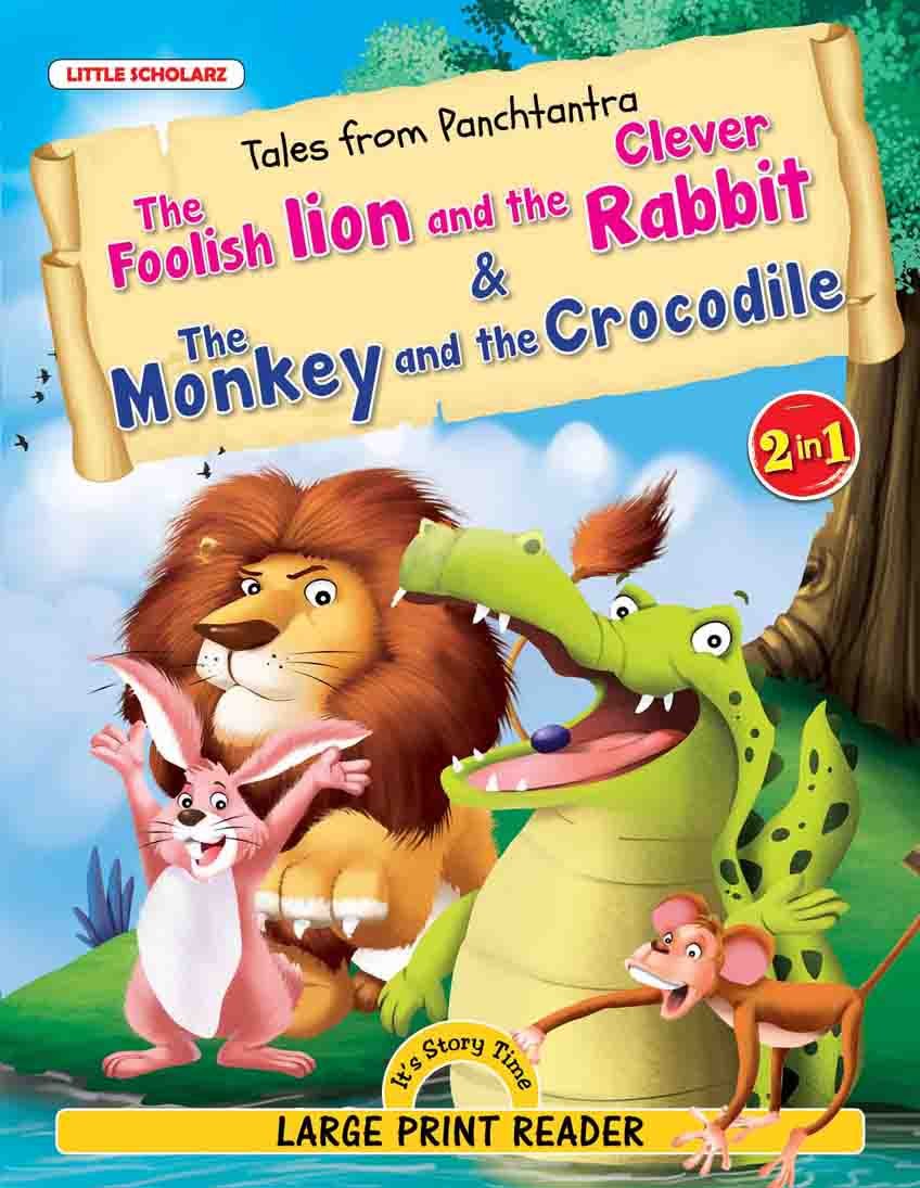 The Foolish Lion and the Clever Rabbit & The Monkey and the Crocodile | 2in1 Illustrated Panchatantra Stories | Paperback (Tal