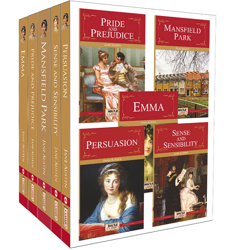 Jane Austen Collection (Set of 5 Books)  Emma, Pride and Prejudice, Persuasion, Sense and Sensibility and Mansfield Park  Mapl