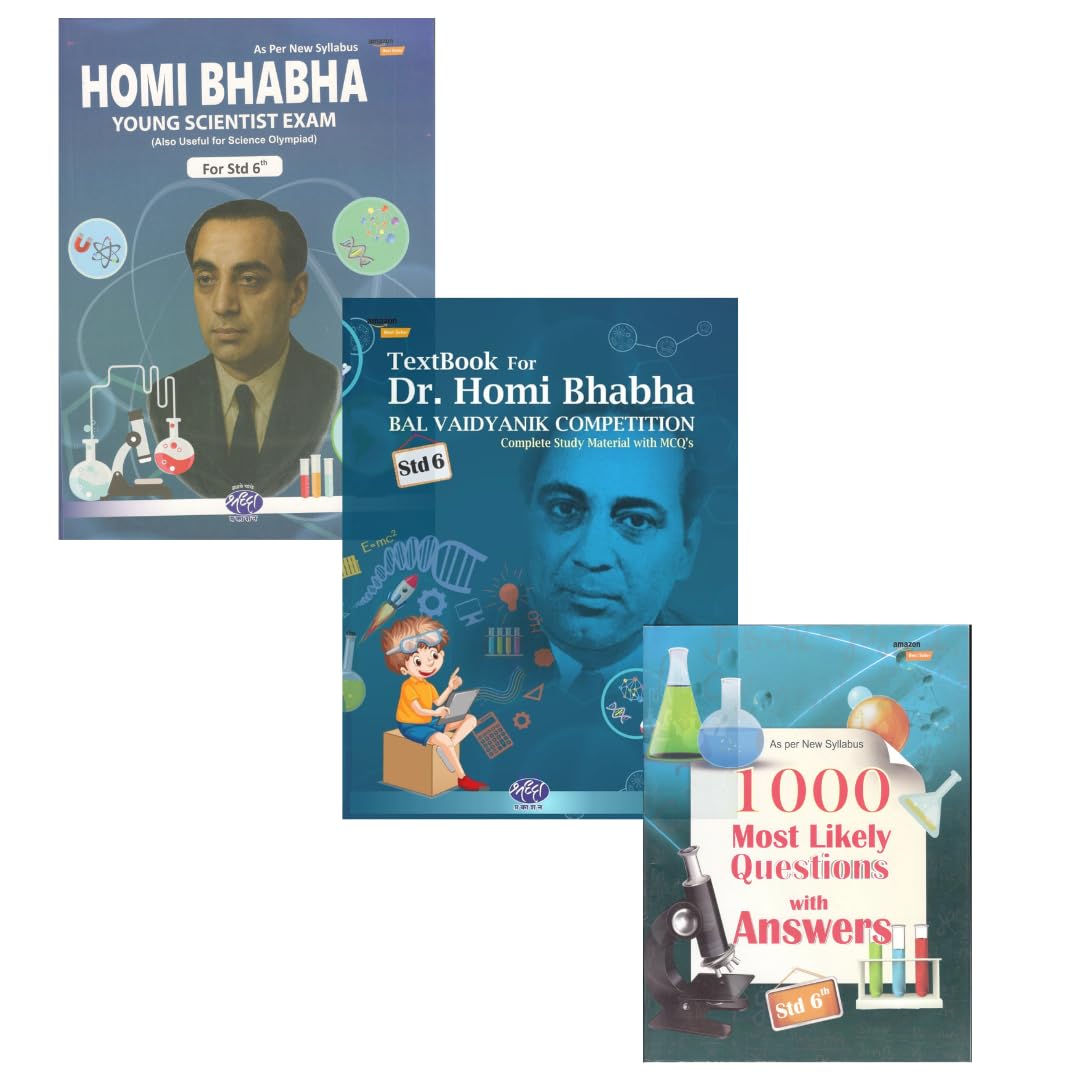 Dr. Homi Bhabha Std 6th Combo ( Set of 3 Books ) Text Book + Mcq Book + 1000 Most Likely Questions With Answer Combo  Shraddha 