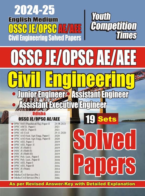 English Medium OSSC JE OPSC AE AEE Civil Engineering 19 Sets Solved Papers 202425