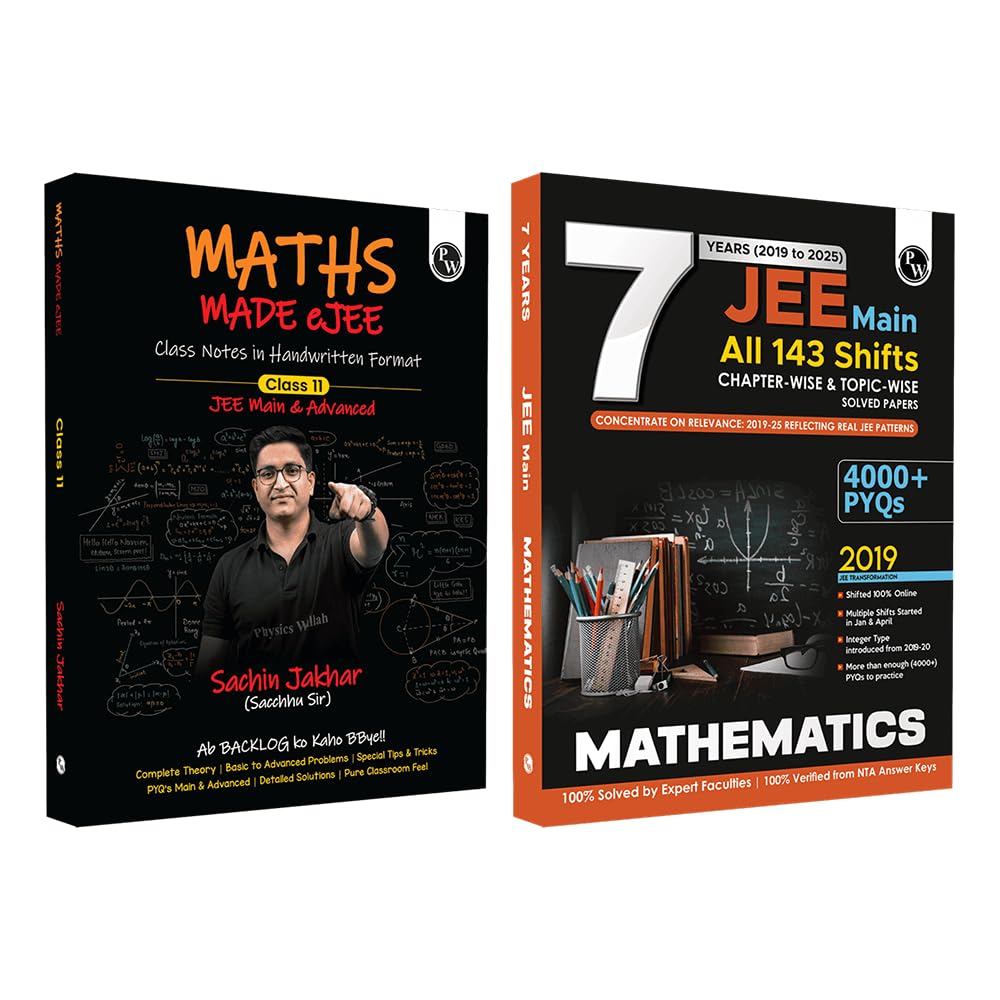 PW Maths Made EJEE Class 11 Handwritten Notes By Sachin Jakhar & JEE Main 7 Years Chapterwise & Topicwise PYQs Combo [Paperback]