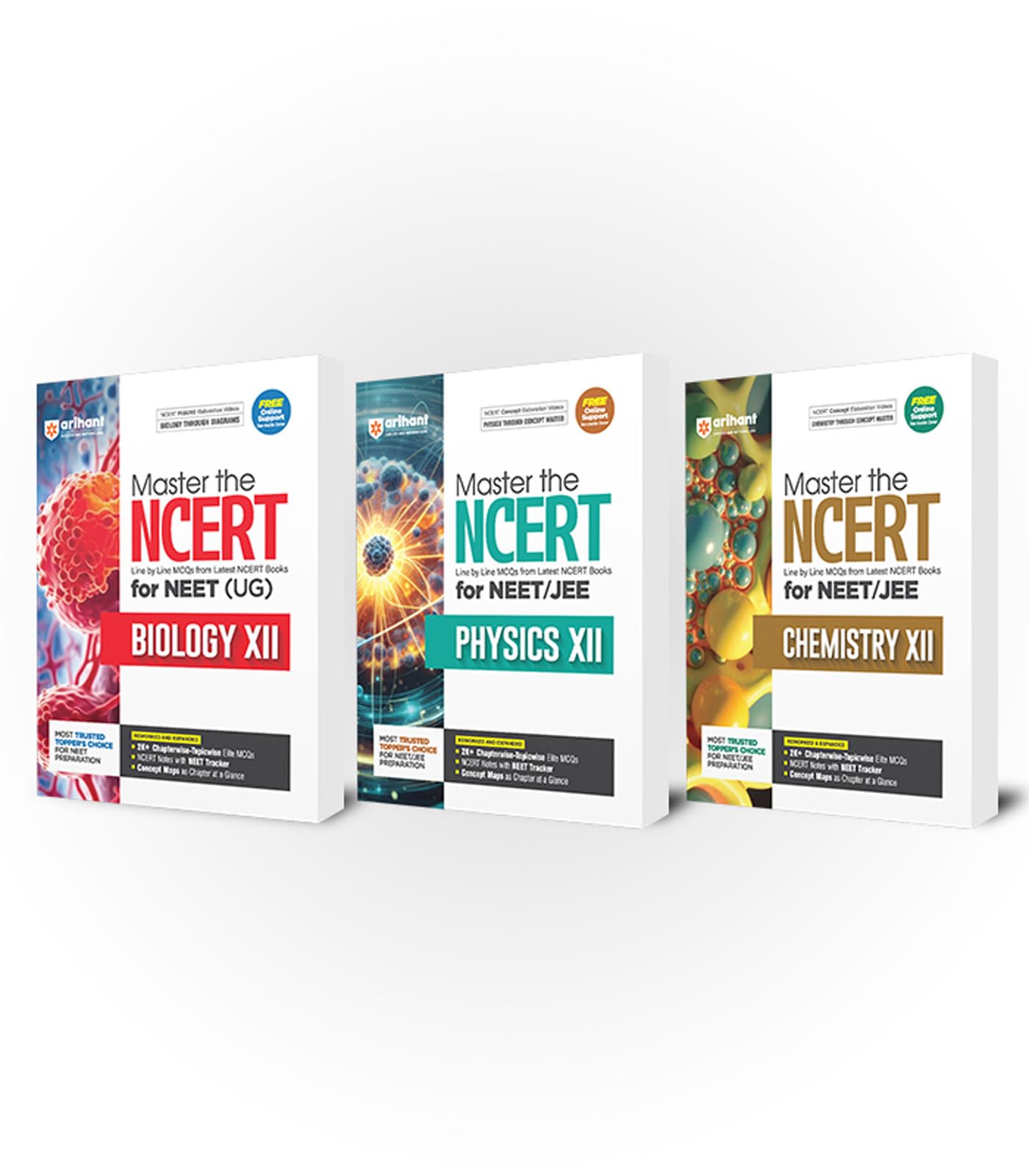 Arihant Master the NCERT Biology,Physics ,Chemistry Class 12 for JEE/CUET 2026 (Set fo 3) | Line by Line MCQs from Latest NCERT 