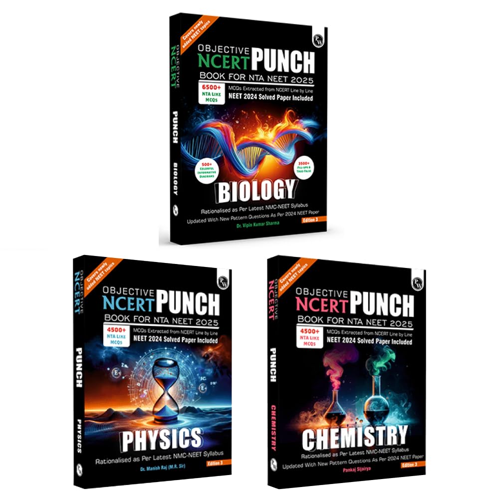 PW NCERT Punch Physics, Chemistry and Biology Set of 3 Books Combo for Competitive Exams (NEET and CUET) | Includes A&R and Stat