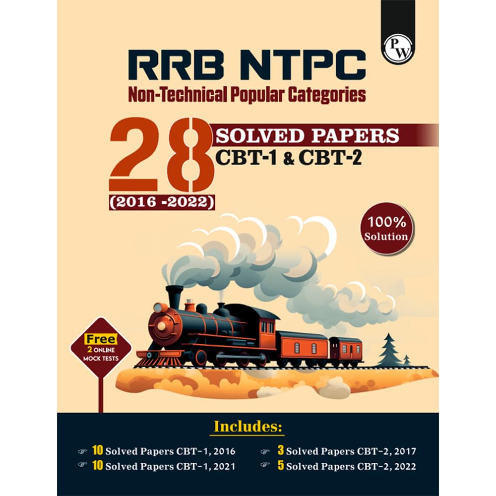 PW RRB NTPC 28 Previous Year Solved Papers CBT  I & 2 (20162022) English Medium [Paperback] PW