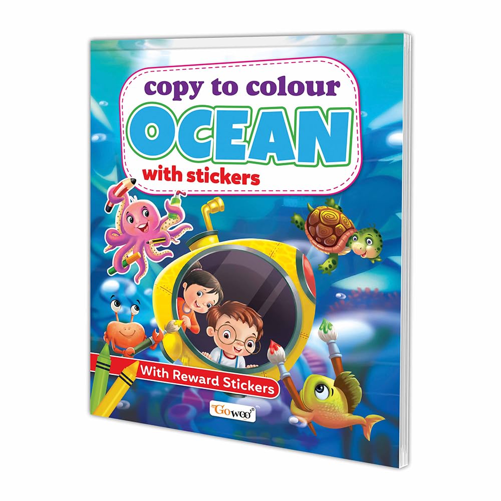 Copy to Colour Ocean with Stickers book for kids (Ages 312) : Kids colouring book, Early learning colouring books, Copy to colo