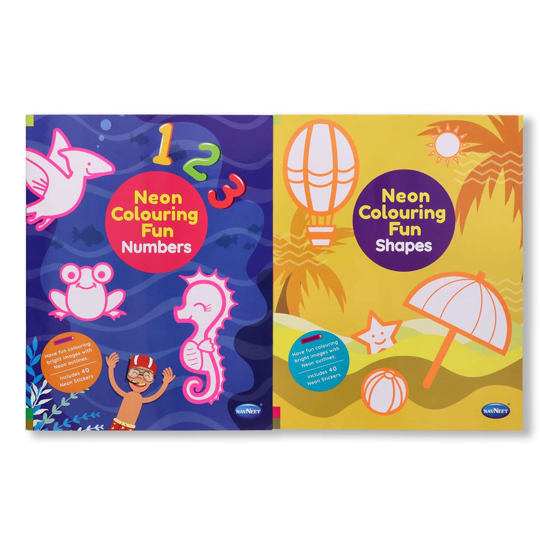Navneet Neon Colouring Book Series Shapes And Numbers Bright Neon Colouring Books For Kids